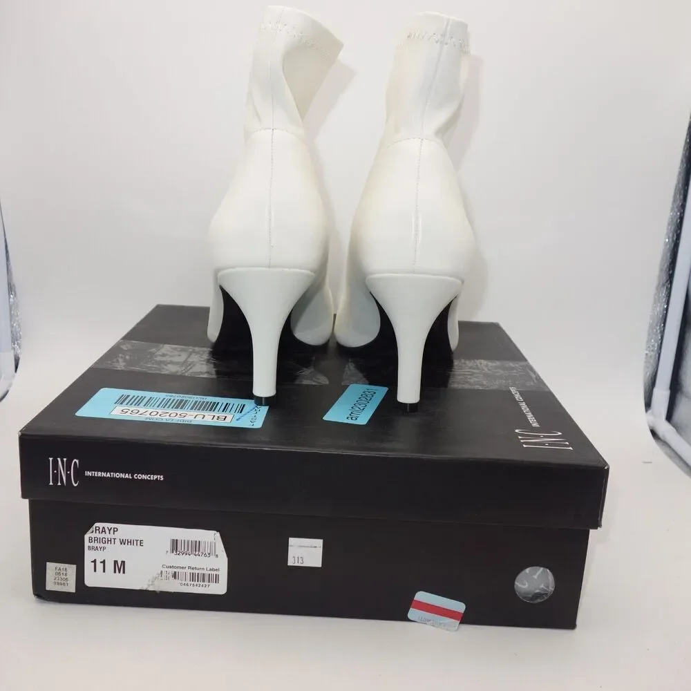 NEW INC International Concepts Women' s 11 White Bray Pointed Toe Ankle Booties